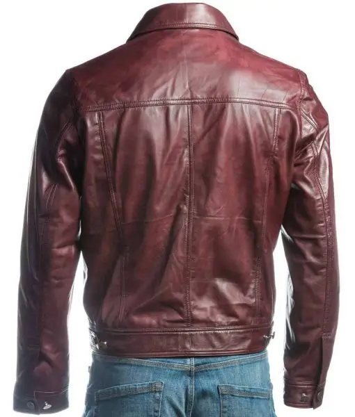 Burgundy Leather Trucker Jacket