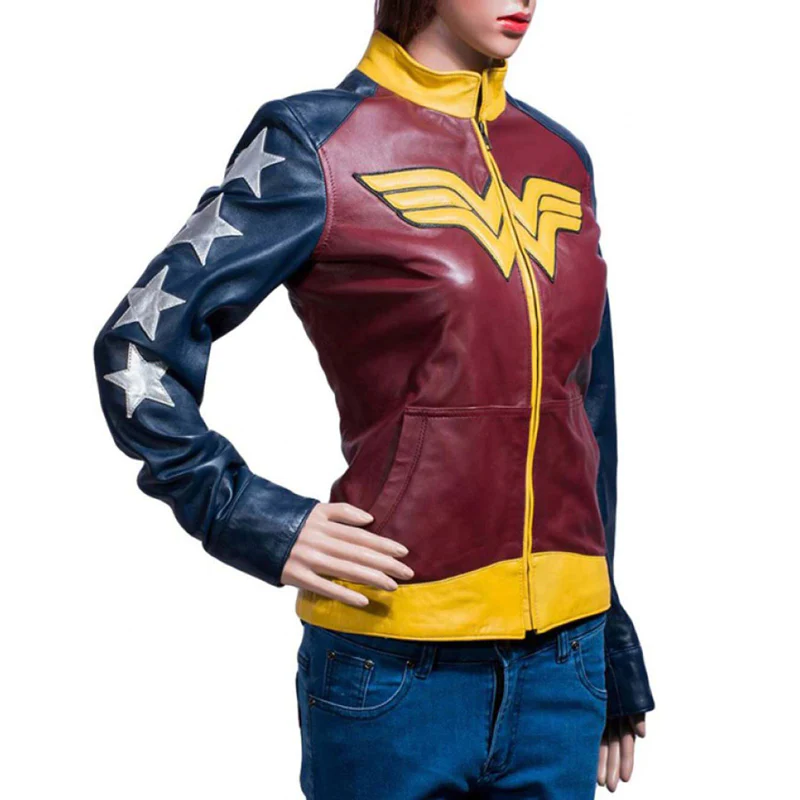 Classy Wonder Woman Motorcycle Leather Jacket Costume