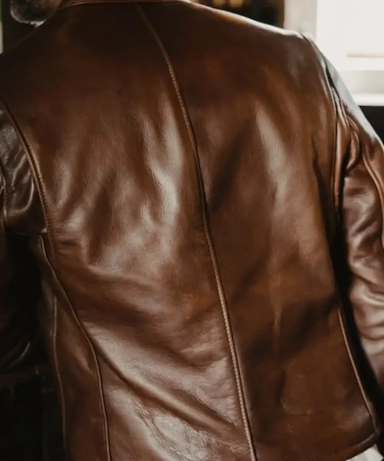 Men Brown Racer Leather Jacket