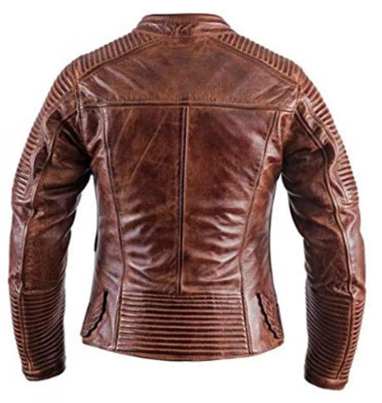 Men’s Brown Distressed Cafe Racer Jacket