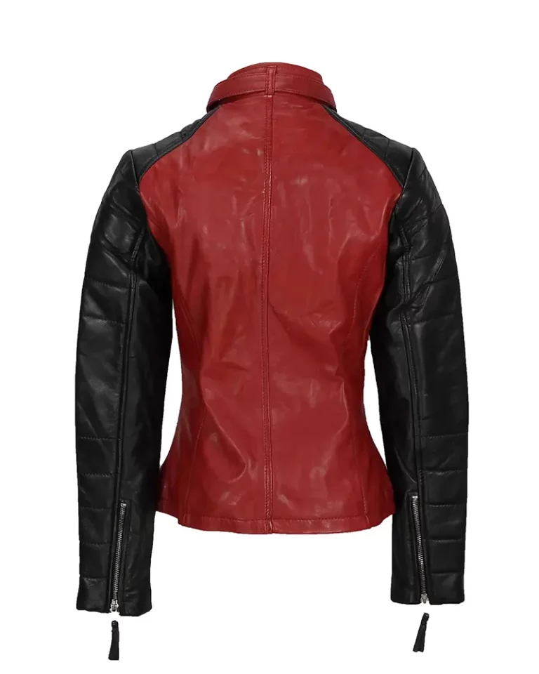 Women Black and Red Leather Jacket