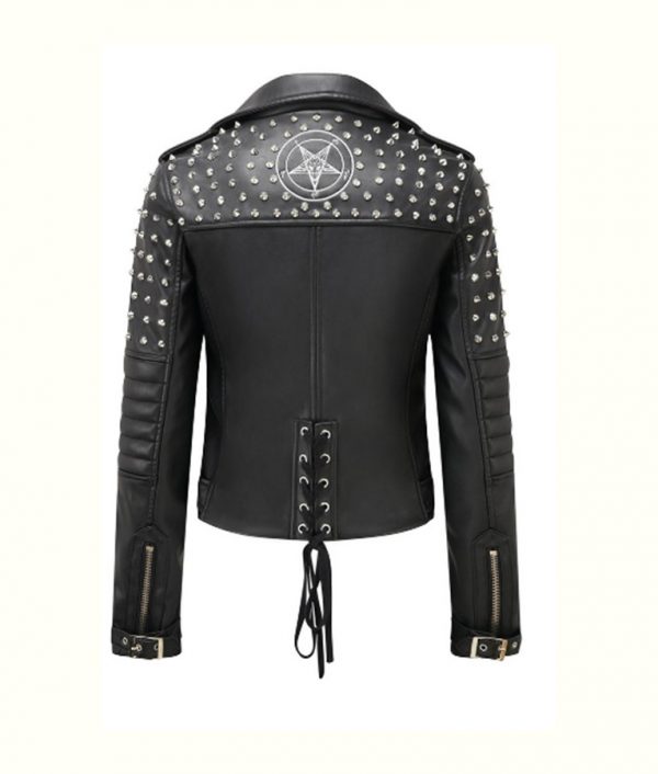 Womens Black Studded Biker Jacket