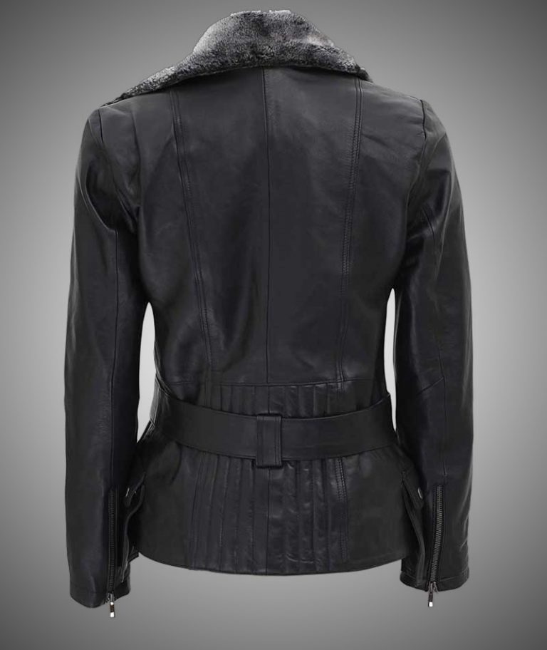 Womens Black Shearling Leather Jacket